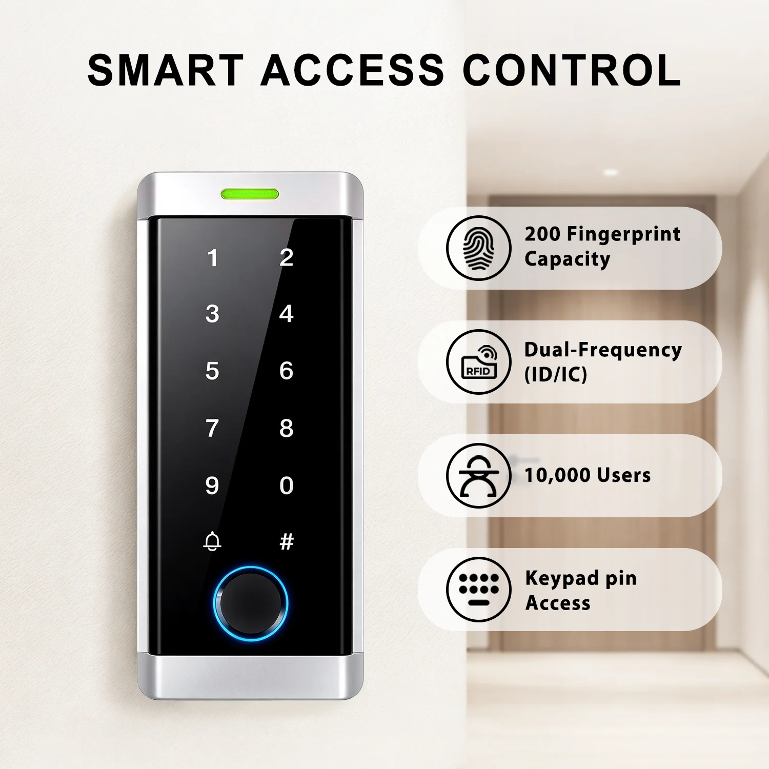 Fingerprint Access Control Keypad Outdoor Waterproof Tuya Smart Door Lock Reader Dual Frequency ID IC Card PIN Code System