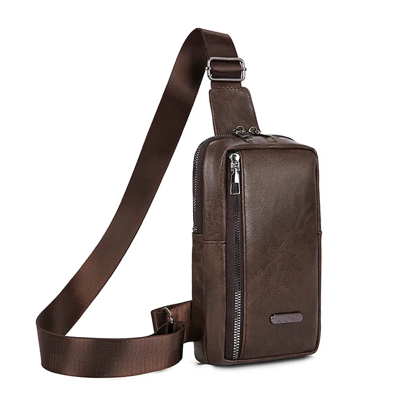 bolsos para hombre sacoches hommes bag men sling bag bag for man Solid color retro leather men's mini chest bag crossbody bags