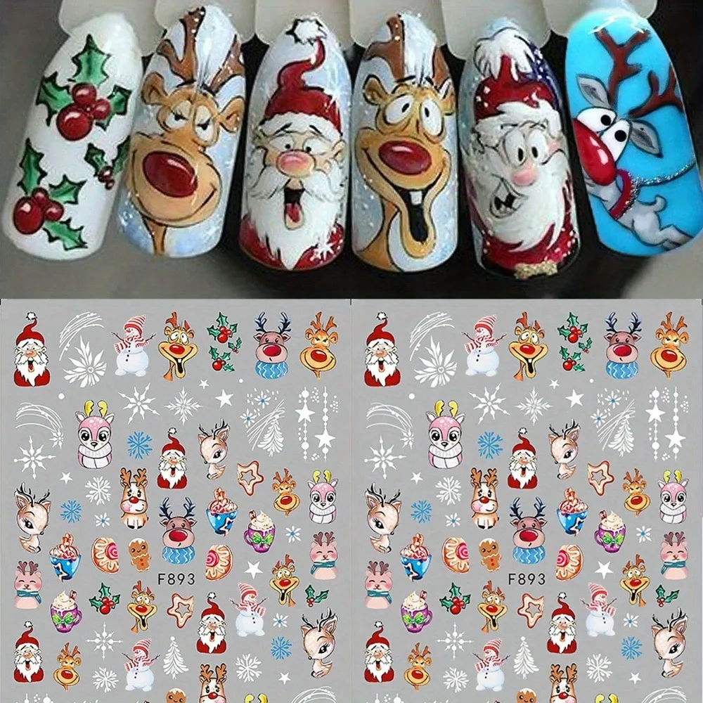 2PCS Christmas snowflake nail stickers, easy to apply for nail decoration DIY, gifts, party and wedding makeup styling