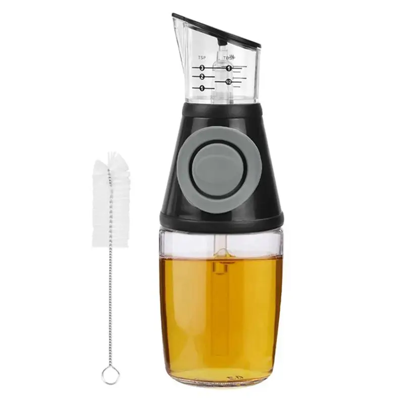 AA73 Glass Olive Oil Dispenser Oil Dispenser Bottle With Dosing Pump And Measuring Cup 250ML With Cleaning Brush