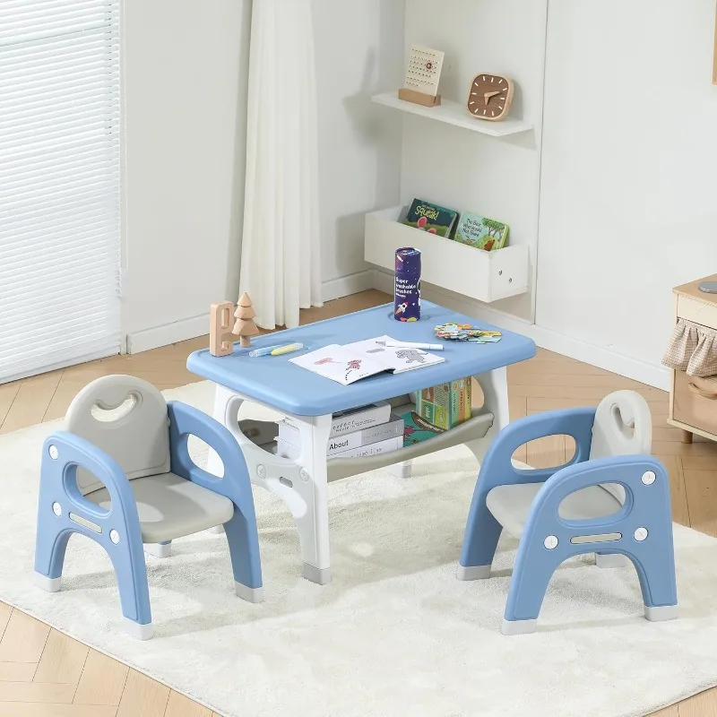 

Kids Table and Chairs, Toddler Table and Chair Set with Storage Space, for Ages 3-8,