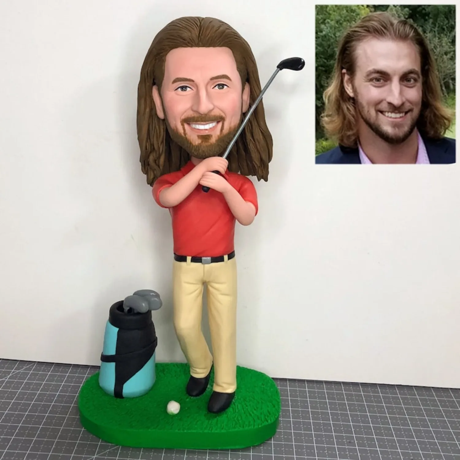 

Custom Golf Bobblehead Personalized Golfer Figurine Based On Photos Handmade Full Body Clay Figure Gift For Golf Lovers Keepsake