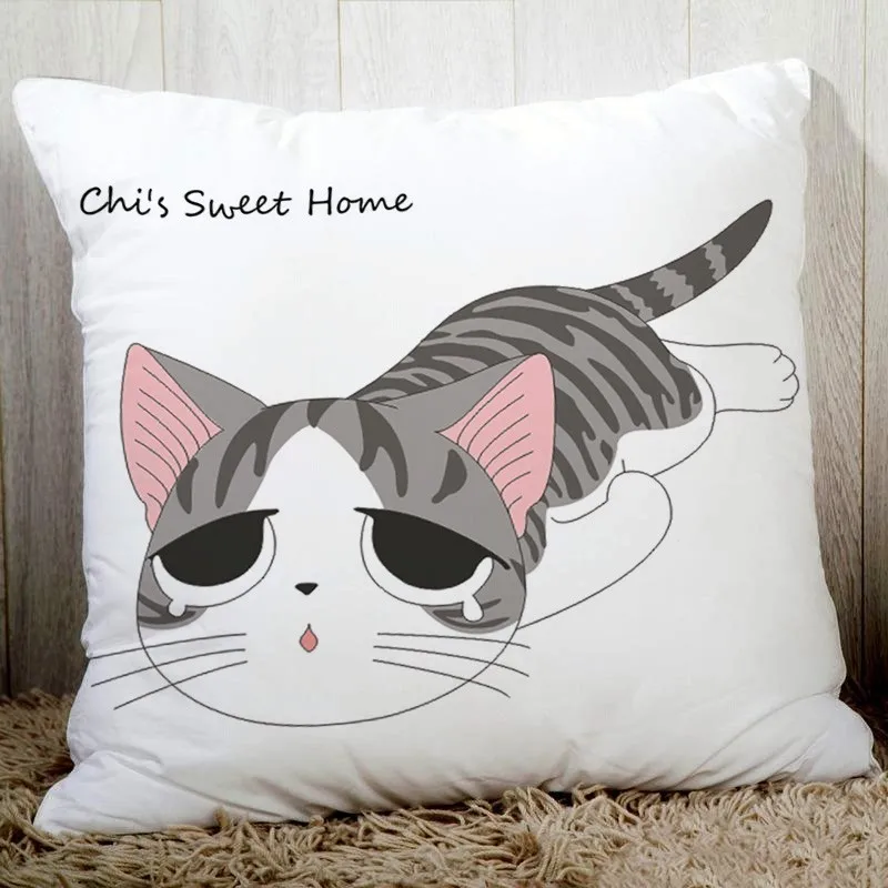 Lovely Chi\'s sweet home cute cat printed cushion cover sofa bedding decorative pillow cover cozy polyester pillowcase 45x45cm