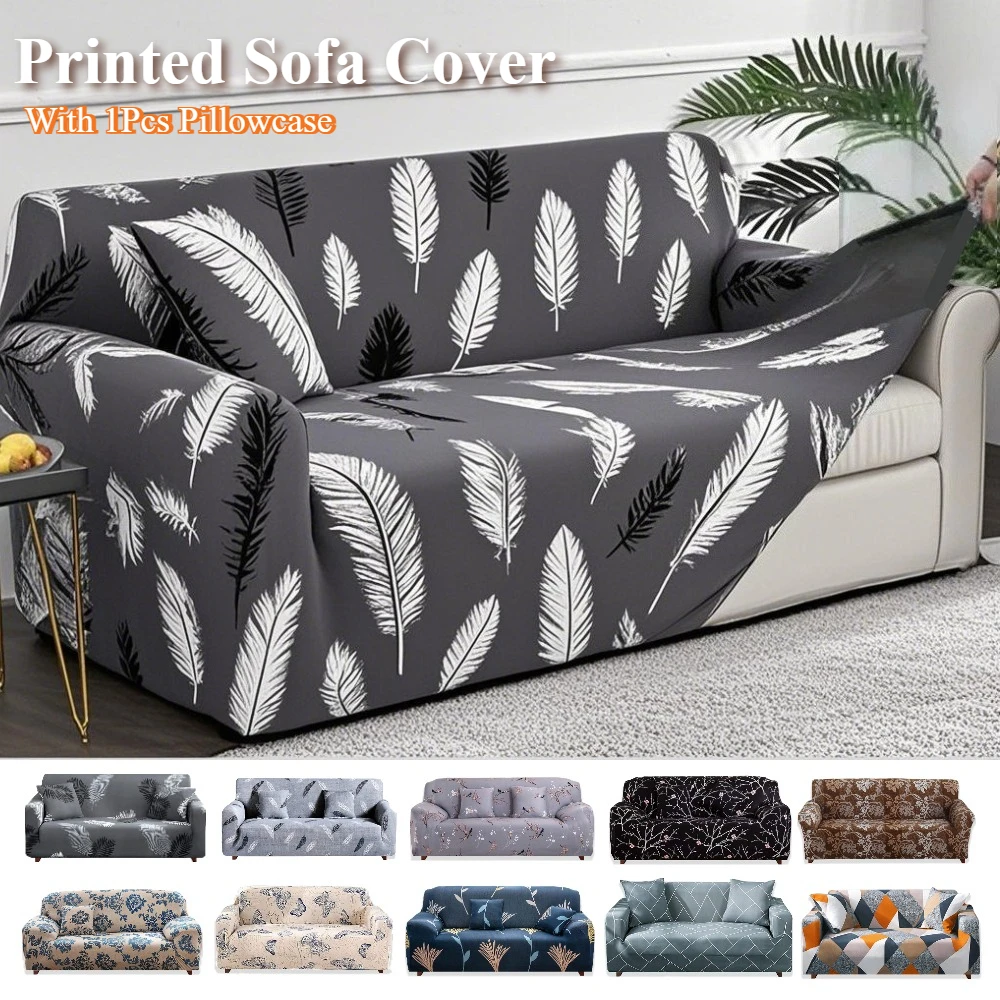 Stretch Sofa Cover 1/2/3/4 Seater Spandex Sofa Slipcover Loveseat Couch Cover Elastic Furniture Protector with 1Pc Cushion Cover