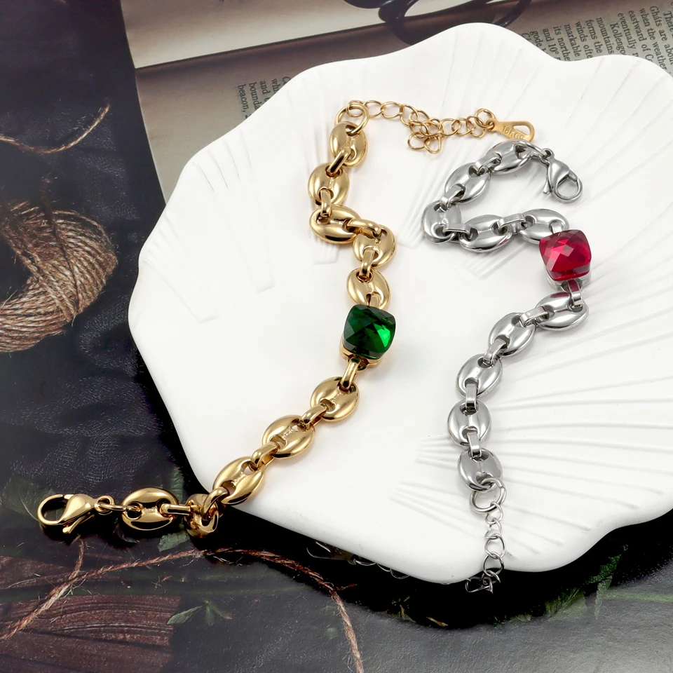Classic Design Stainless Steel Multicolor Crystal Bracelet For Women Gold Charm Jewelry 18 K Bracelets & Bangles Pulsera Mujer
