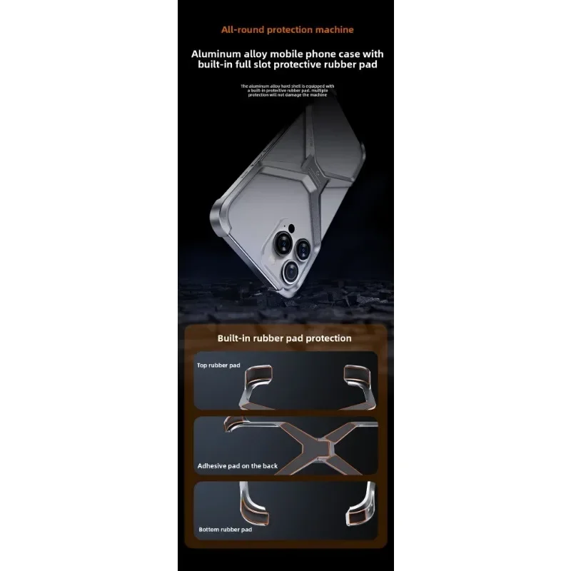 X-Shape Frame Shockproof Cases Metal Phone Case for Iphone 12 13 14 15 16 Pro Max Simple Design Aluminum Alloy Protector Cover