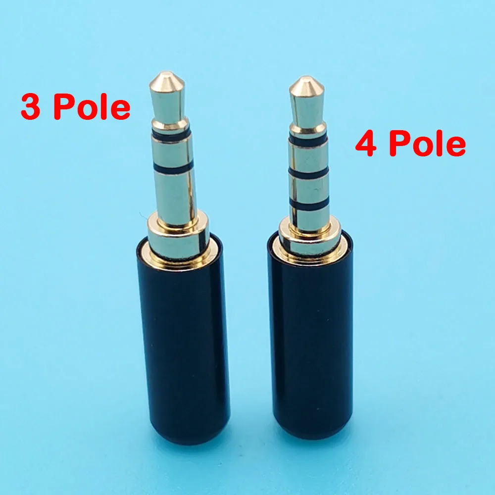10pcs 3.5MM Audio Connector 3/4 Poles Headphone Jack Male Plug Earphone Repair Cable DIY AUX 3.5 Jack Adapter Plug