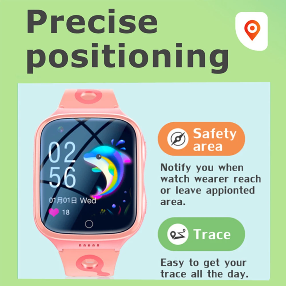 4G Kids Smart Watch Phone 1000mAh Waterproof  Video Call SOS GPS LBS WIFI Location Tracker K9 Children Watch Gift for Kids
