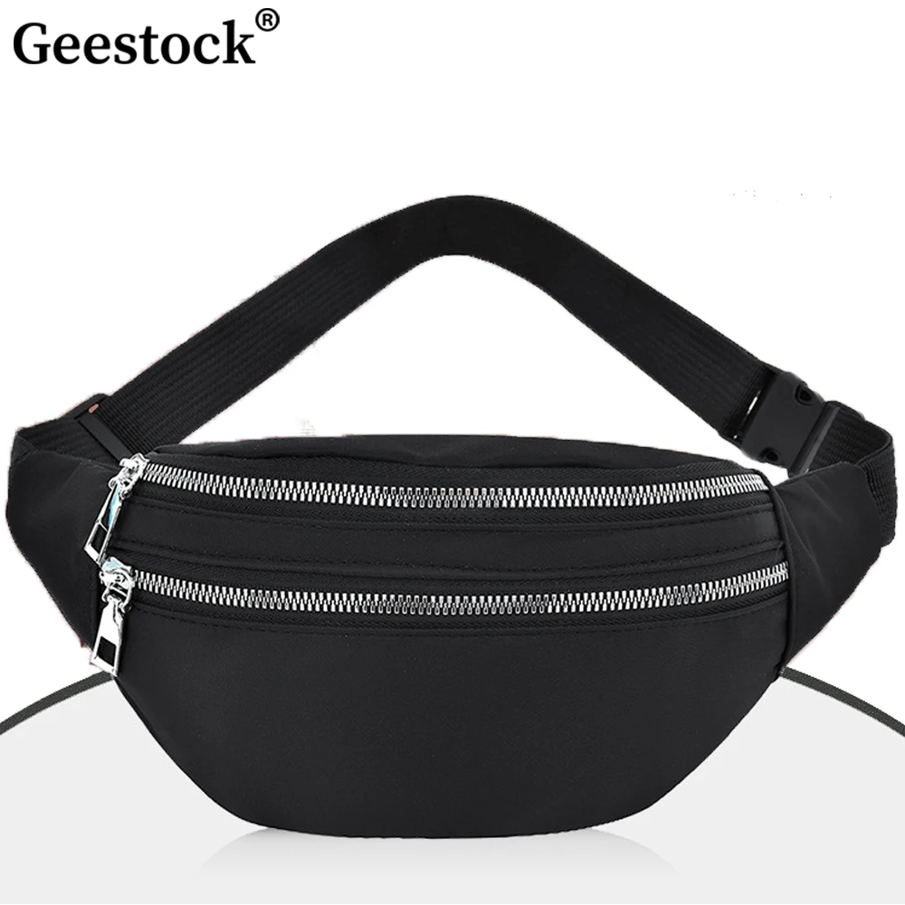 Geestock Waist Bag Nylon Fanny Packs For Women Casual Chest Bag Female Man Travel Belt Bag Sport Waist Pack Waterproof Phone Bag