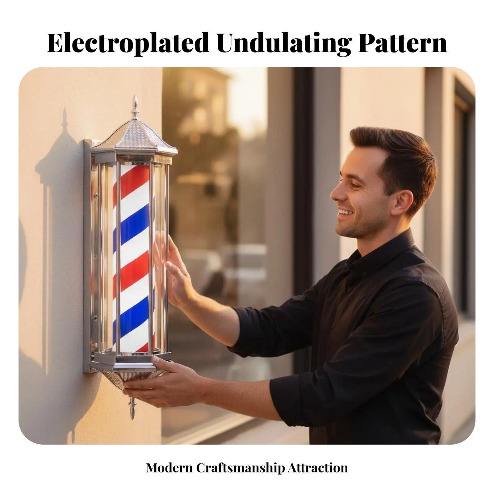 Vintage Style Barber Pole for Barbershop Decor with Dynamic Rotation and Weatherproof Construction