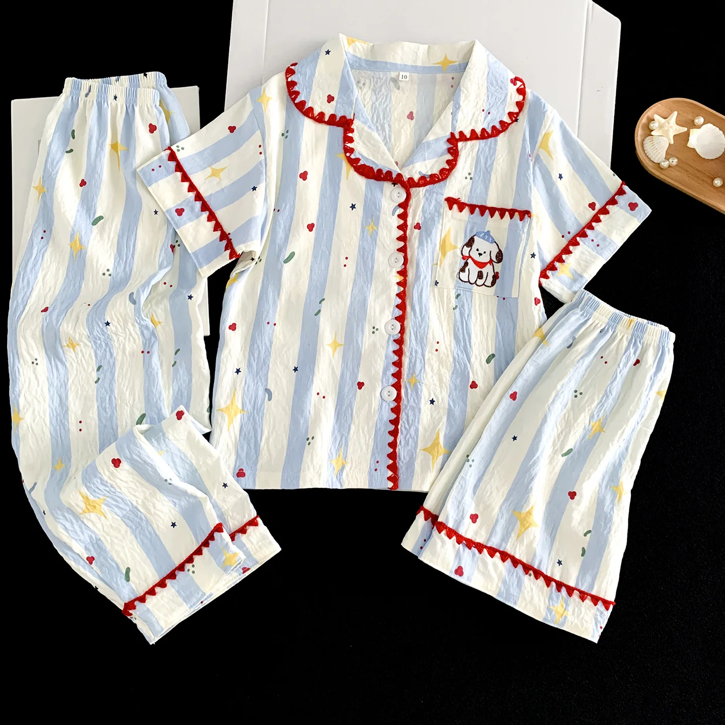 

Новый комплект детской домашней одежды из 3 предметов: хлопковая пижама с длинным рукавом для лета, тонкая одежда для кондиционированных помещений, мультяшный дизайн Hello Kitty