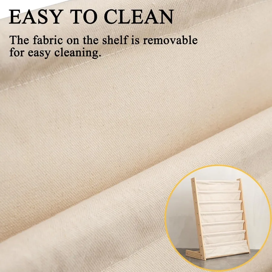 7 Tier Wooden Bookshelf Book Holder Natural Wood Book Rack Storage Bookshelf for Room Study Room Play Room Toy Storage Organize