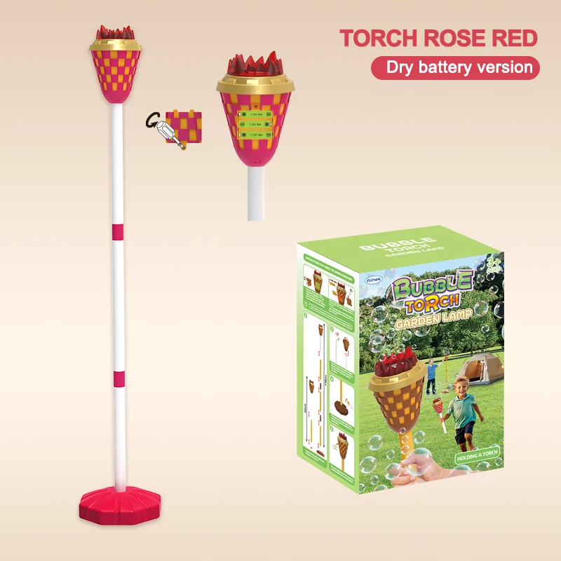 adjustable-height-torch-bubble-machine-led-light-music-bubble-blower-outdoor-garden-party-standing-bubble-maker-toy-no-battery