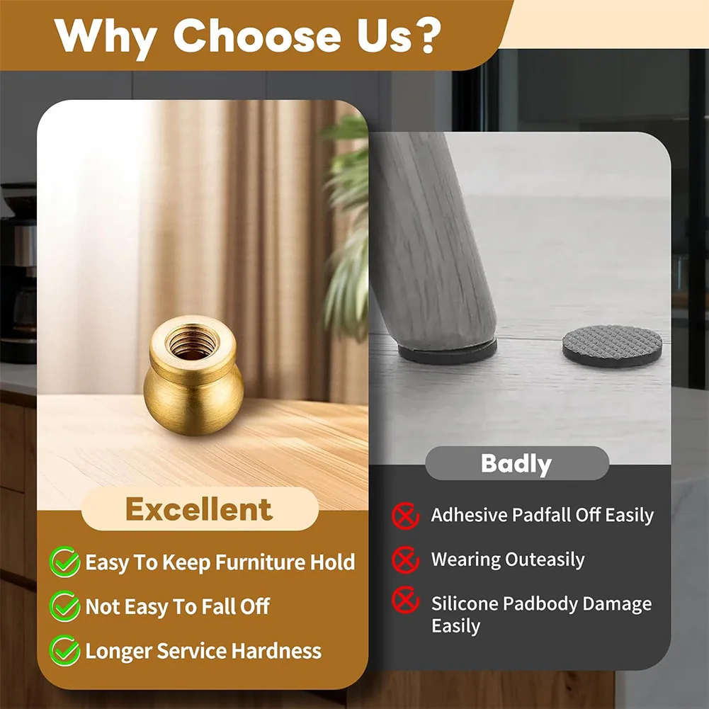 Brass Cutting Board Feet 4 Pack for Wood Serving Trays Display Stands Riser Platforms Tables Chairs Jewelry Boxes and Home Decor