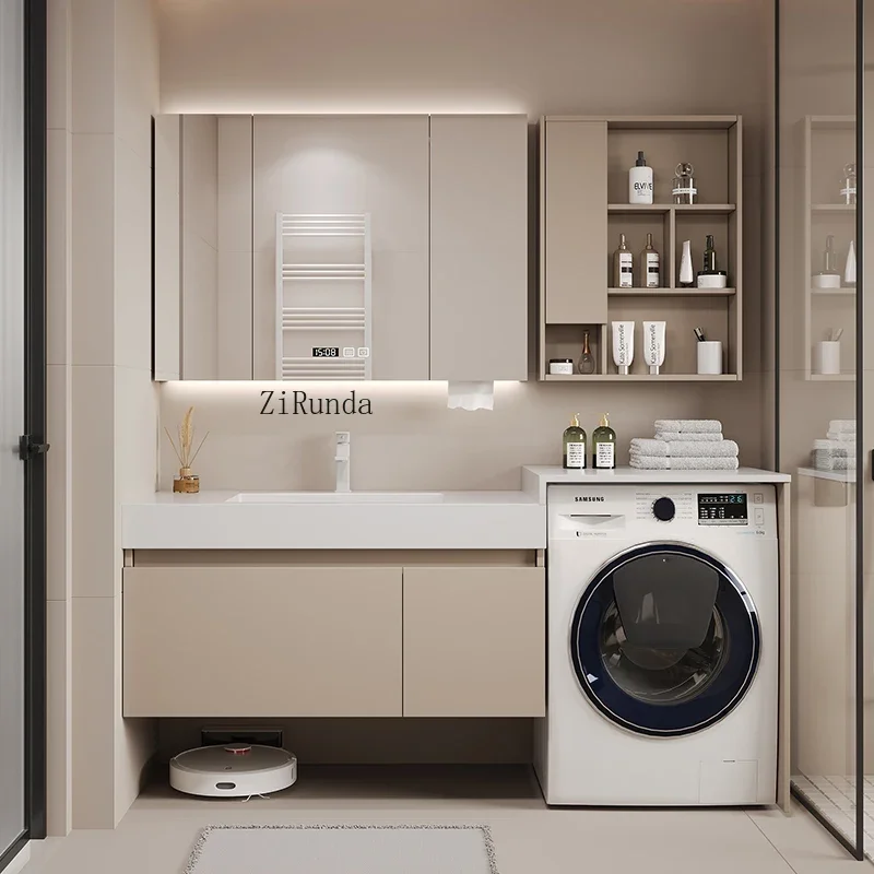 

Шиферная керамика, бесшовная встроенная раковина, умывальник для рук, шкаф для ванной комнаты, комбинированный шкаф для стиральной машины