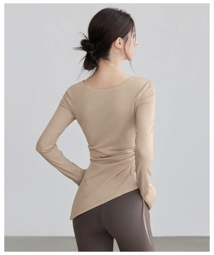 Herbst-Winter Yoga-Bekleidung, Taillenformend, Lauf- und Fitness-Langarmshirt, Professionelles Trainings-Pilates-Oberteil, Atmungsaktiv, Schnelltrocknend – Detail 9