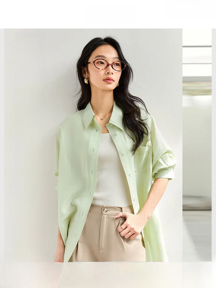 

Casual Loose Women's irt Spring Autumn New Sle ket Irregular Design Slimming Long Sve Button up Pure Color