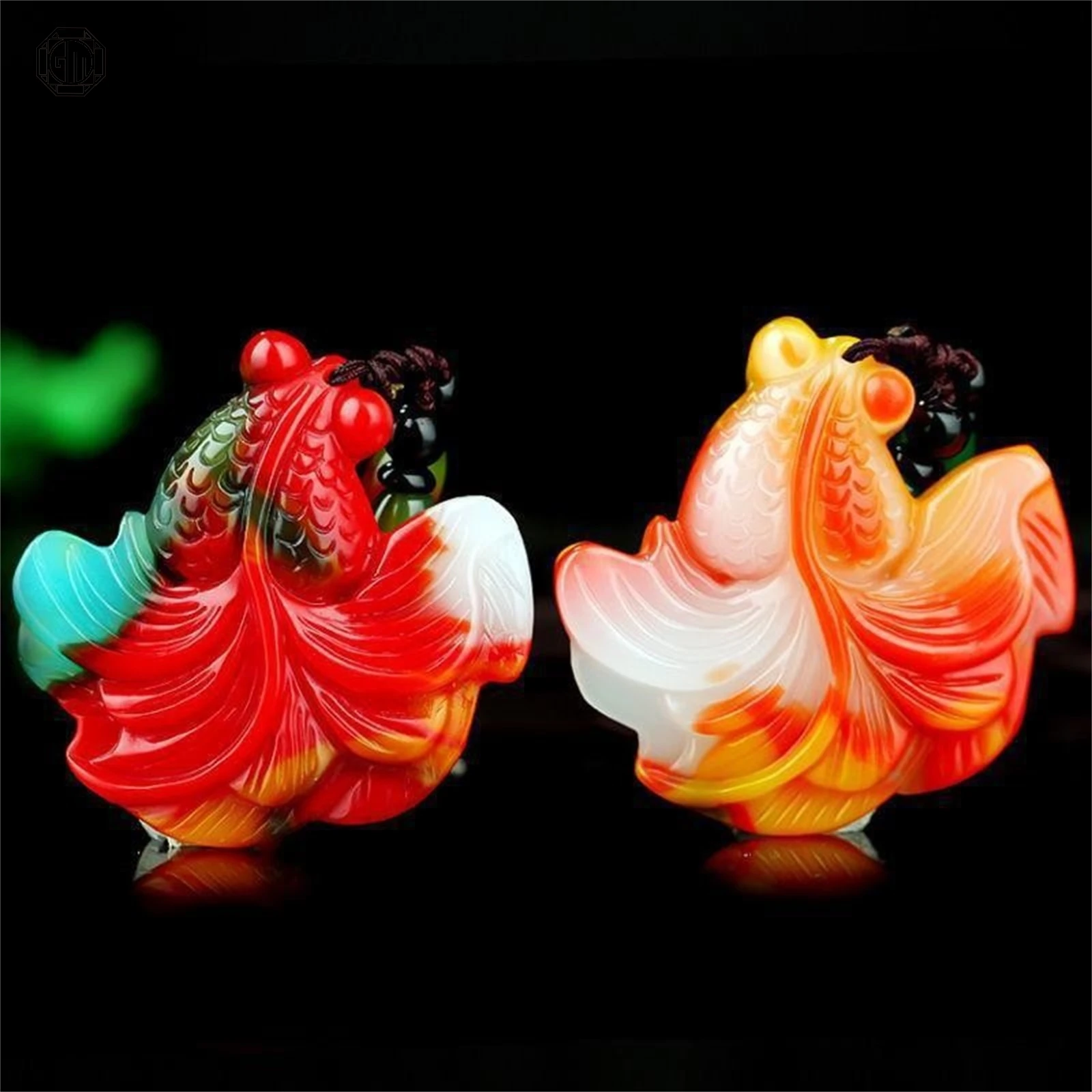 

Natural Xinjiang Blood Stone Colorful Goldfish Pendant Gobi Jade Yearly Surplus Wealth Hall Unisex Hanging Necklace