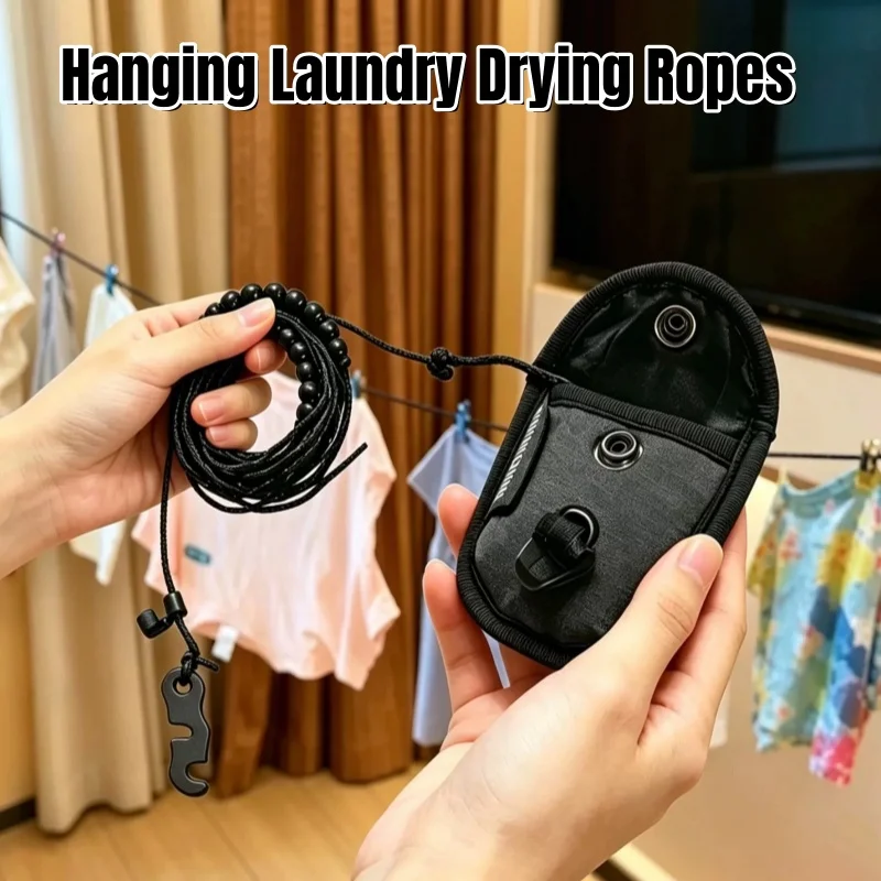 Windproof Clothesline Outdoor Non-slip Position Beads Laundry Drying Rope Portable Travel Camping Clothes Hanging Washing Line