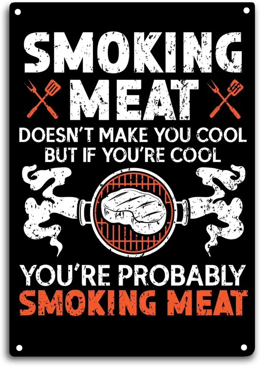 Barbecue Tin Sign Meat Smoking Room Wall Window Decor Funny Grilling BBQ Lover Quote Wall Art Metal Poster Kitchen Garden Garage