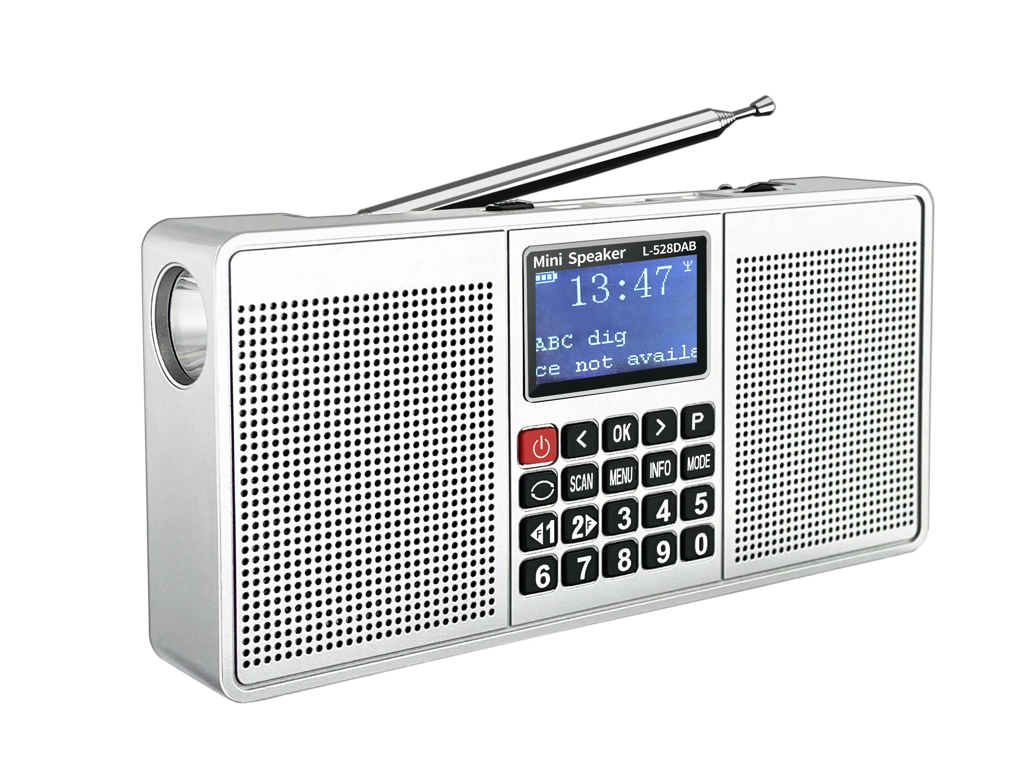 EONKO-L-528DAB Digital estéreo multifunción, Radio con Bluetooth, TF, USB, FM/DAB +, linterna, reloj, auriculares recargables