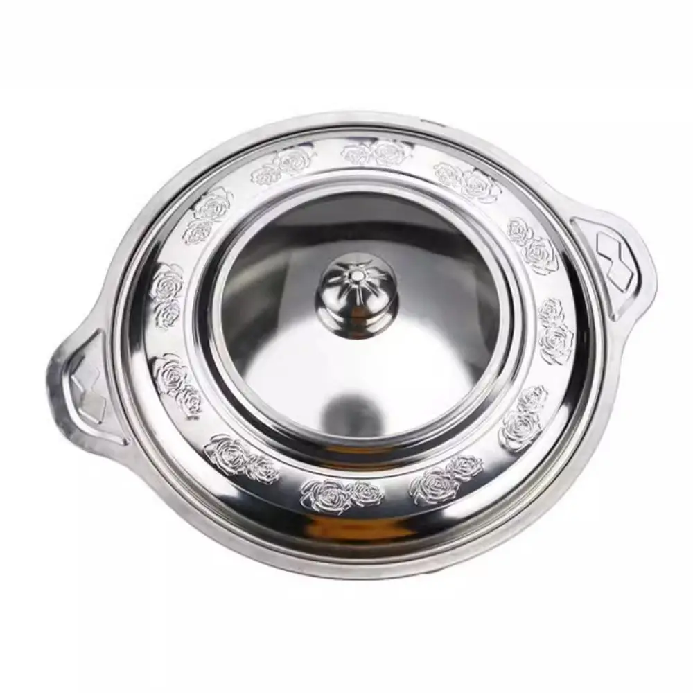 Stainless Steel Buffet Chafing Dish Food Tray Handle Hot Pot Portable Cooking Gear Save Space Silver Serving Dishes Container