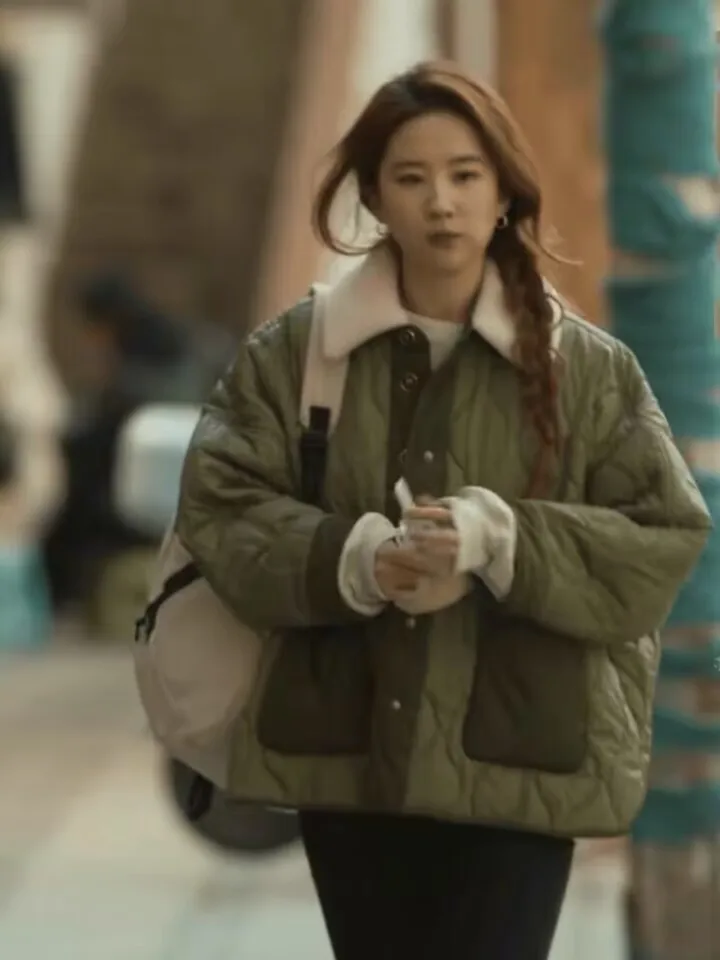 Rose's Story Li Yifeng Chaqueta de algodón holgada verde militar para mujer, estilo parka, abrigo grueso de manga larga estil...