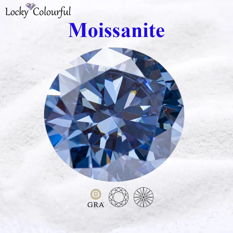 

Moissanite Natural Royal Blue Color Round Shape VVS1 with GRA Certificate DIY Beads Charms Jewelry Making Pendant Ring Materials