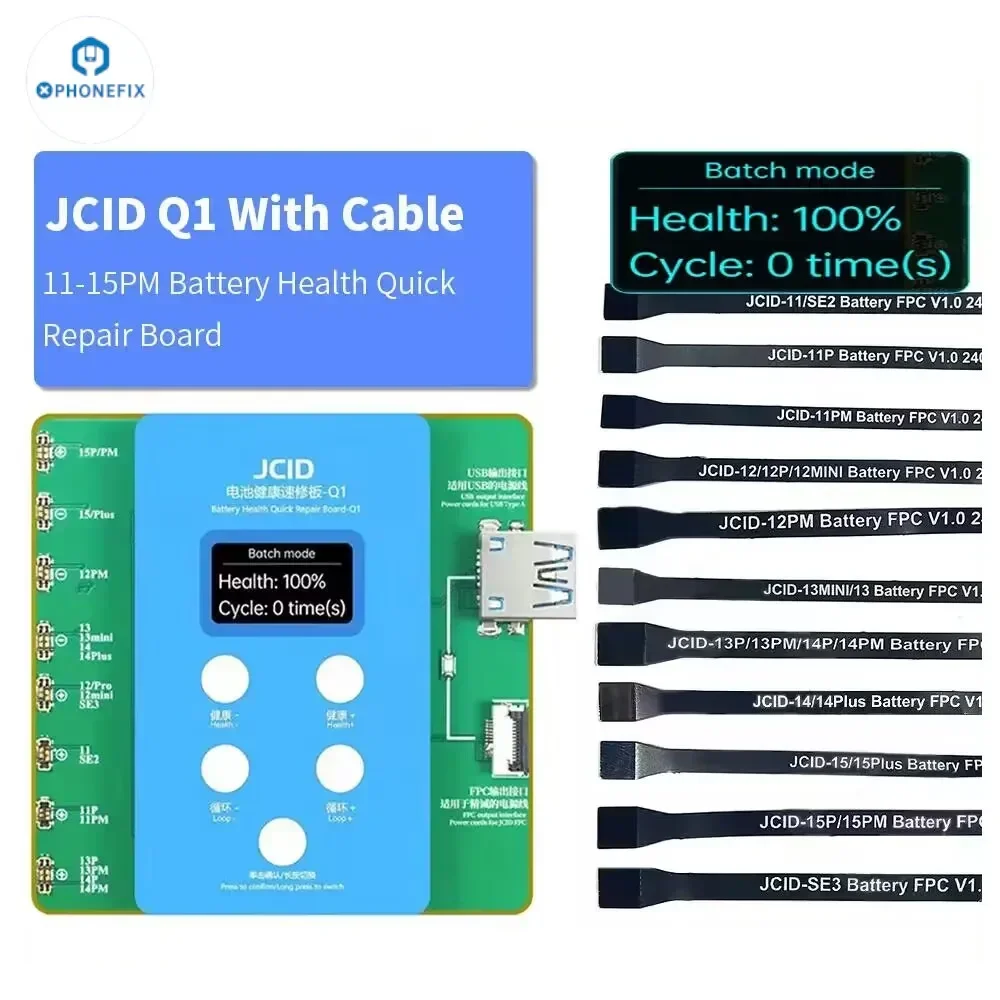 JCID Q1 Original Battery FPC Repair Flex Cable for iPhone 11 12 13 14 15 Pro Max SE2 SE3 Modifies Battery Health Data