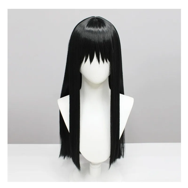 Inoue Takina Cos cheveux longs raides Anime Lycoris recul héroïne rôle perruque balle habiller chapeaux frange noire cheveux longs couvre-chef