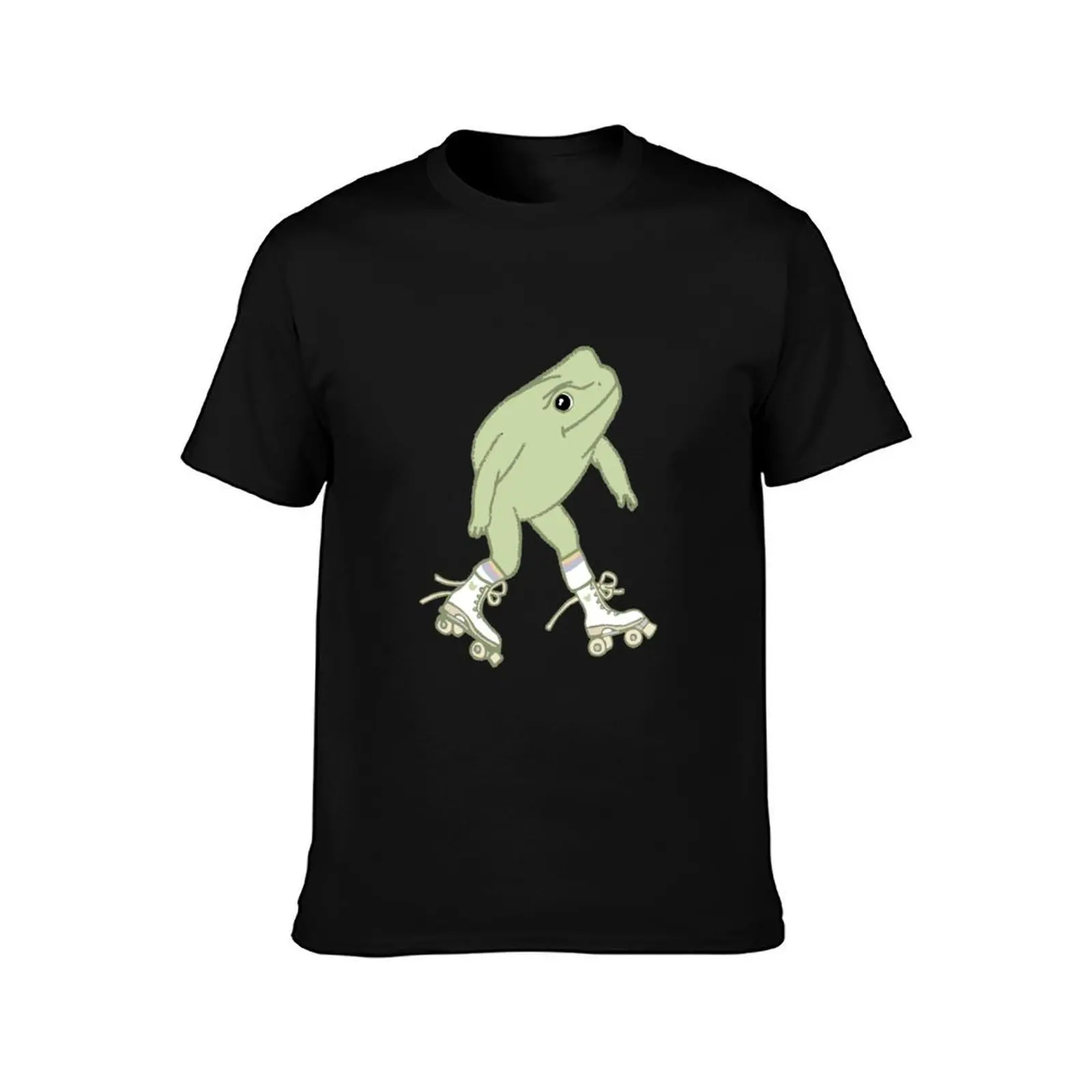 Frog on Roller Skates T-Shirt Summer Casual Cotton Tee Oversized Streetwear Tops Vintage Graphic Print Unisex Men Women