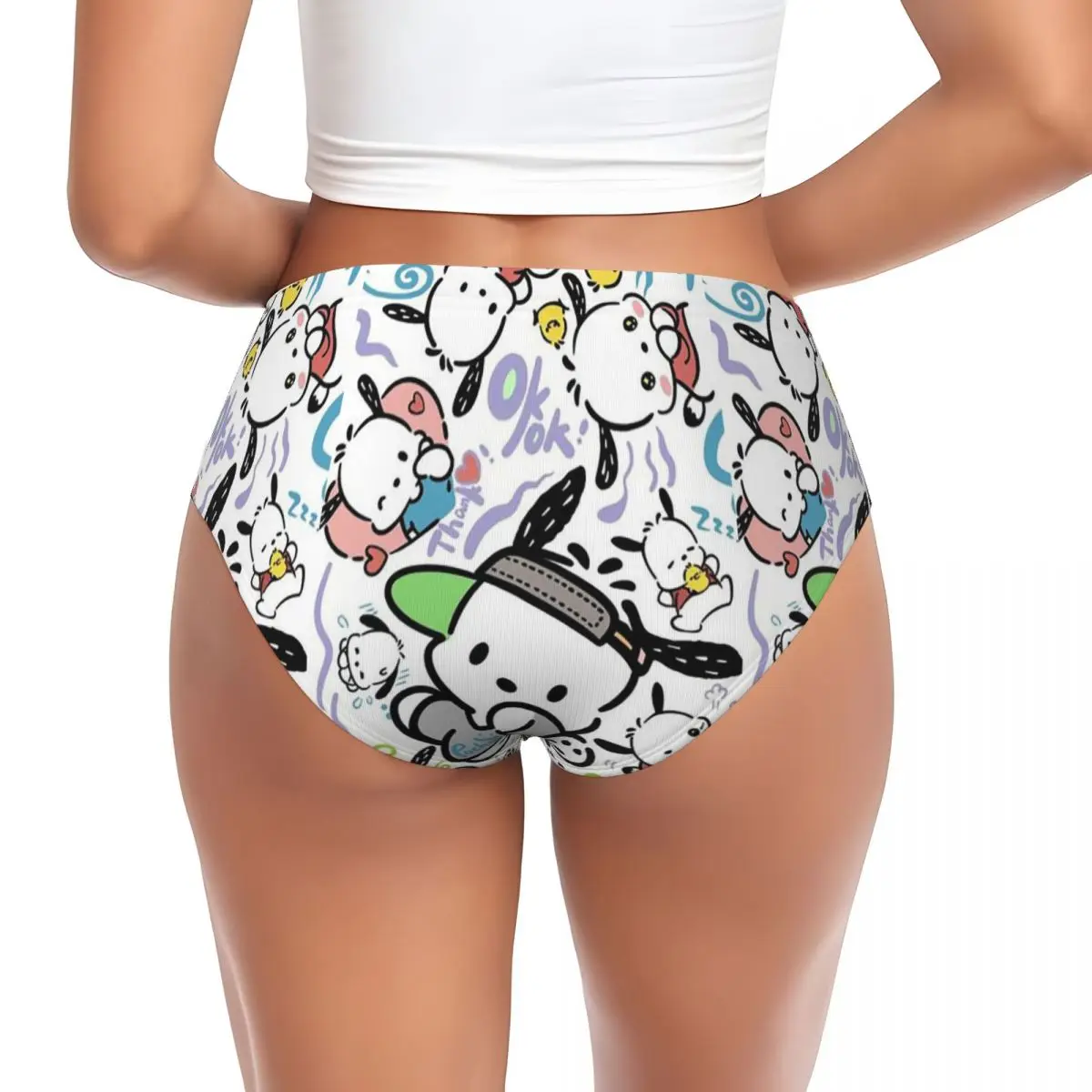 Женские короткие трусики с рисунком собаки Pochacco на заказ, женское дышащее нижнее белье, трусы