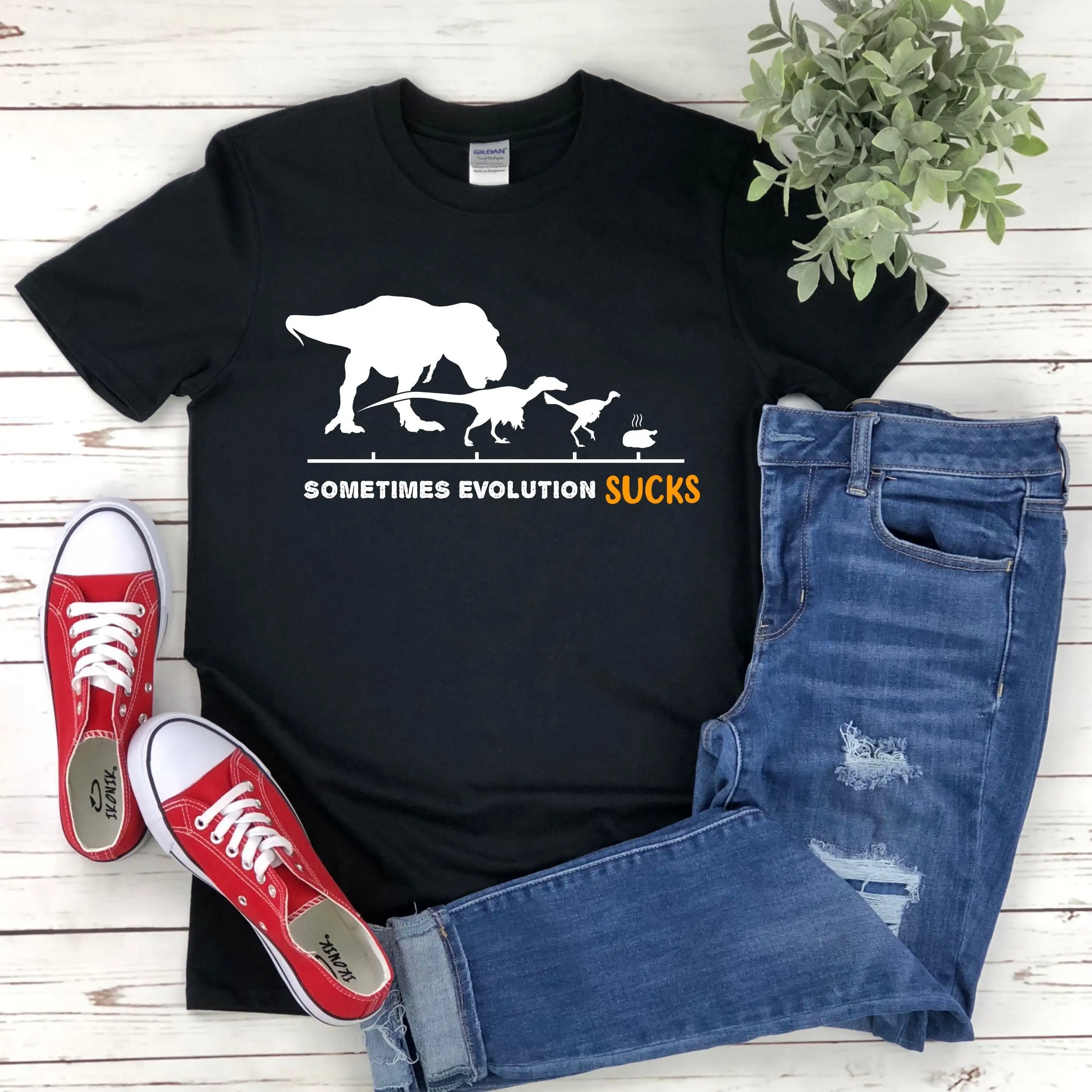 Sometimes Evolution Sucks Dinosaur Velociraptor Chicken T Rex Joke Natural Selection Life Science Shirt Sweater