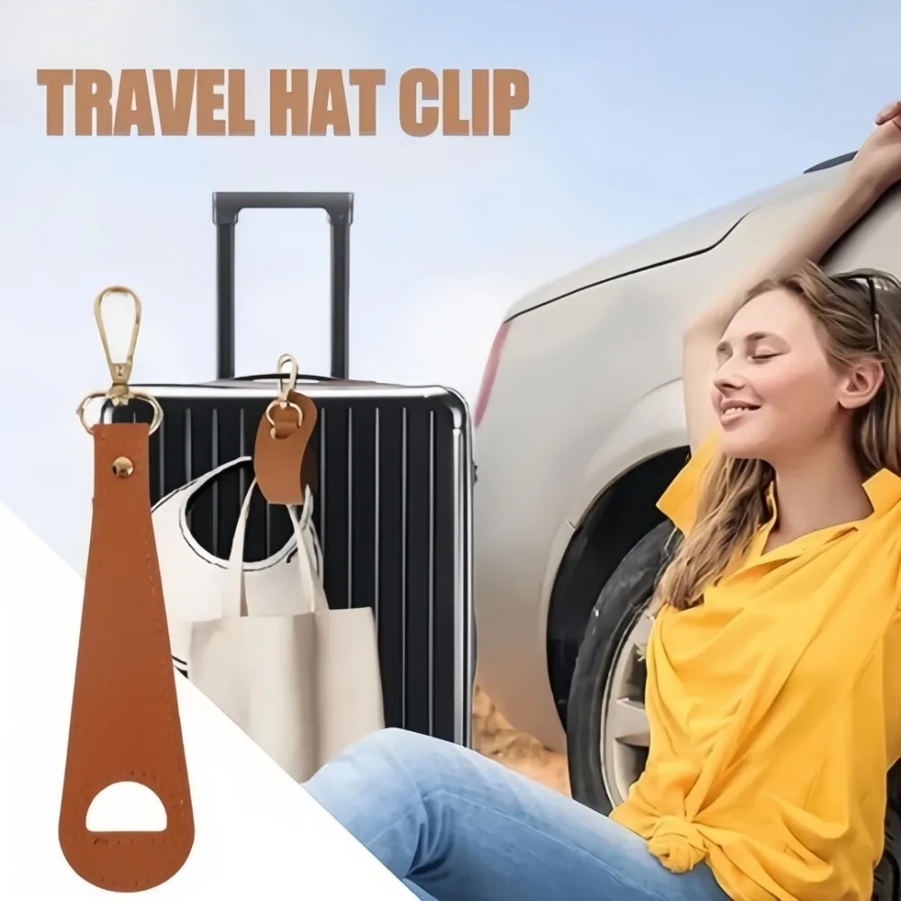 Travel Hat Clip Leather Golf Baseball Hat Strap Towel Storage Buckle Multi-purpose Outdoor Hiking Gloves Anti Lost Hang Buckle
