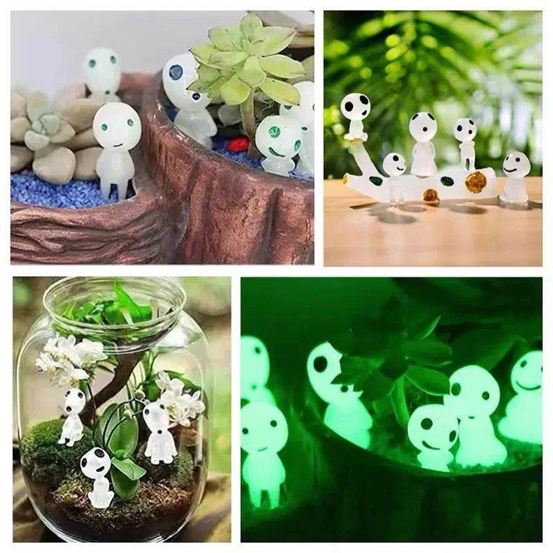 Luminous Elves Mini Figures Fish Tank Decor Kodama Glow in The Dark Figures Garden Micro Flower Potted Landscape Ornament view 4