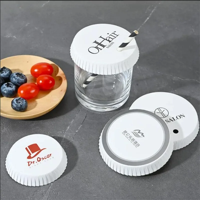 100PCS Custom Hotel Restaurant Use Disposable Printing Glass Drink Paper Cup Lid Cover Bottle Paper Cup Cover