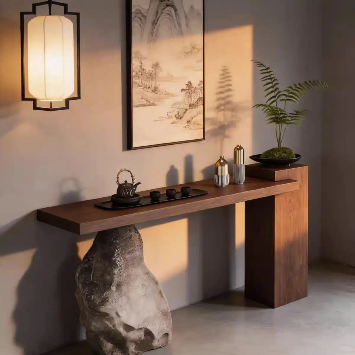 Medieval old elm entrance table, solid wood against the wall, living room entrance door case, Chinese-style homestay corridor