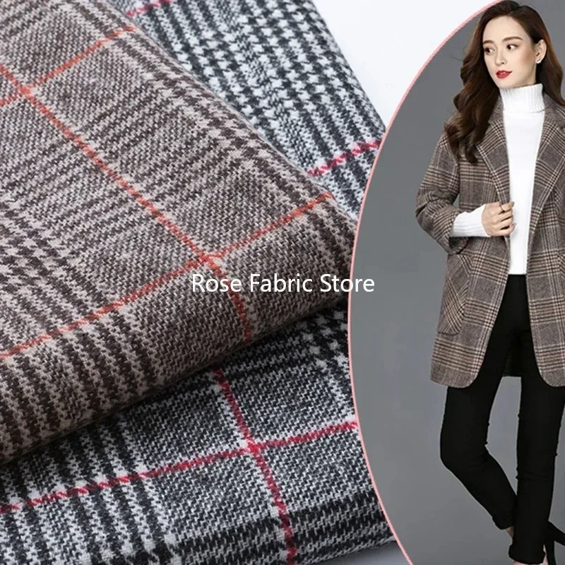 1 Meter Classic Woolen Houndstooth Check Tweed Fabric For Sewing Coat Jacket Pants Autumn Winter Thick Fabric For DIY Patchwork