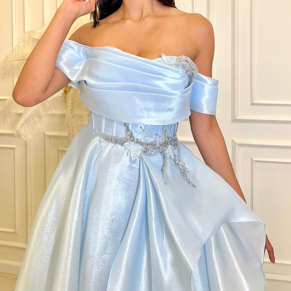 Temperament Crystal Evening Dress Formal A-Line Floor Length Strapless Off the Shoulder Sleeveless Homecoming Gowns