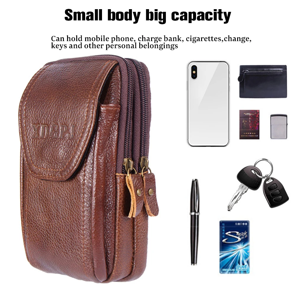 Men Zipper Coin Purse Fashion Cowhide Wallet Smartphone Bag Coin Pocket Bag Cellphone Holder Bag for Coins for Best Gift