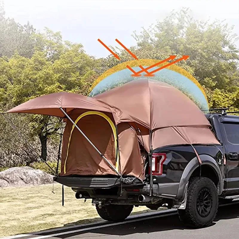 Car rear extension tent, outdoor thickened rainproof rear tent, double-layer speed-driving pickup truck rear bucket tent