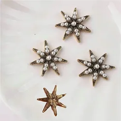 5Pcs Rhinestone Pearl Flower Plate Diamond Button Jewelry Scarf  For Hair Accessories Sewing Decorative Clothing Coat Buttons