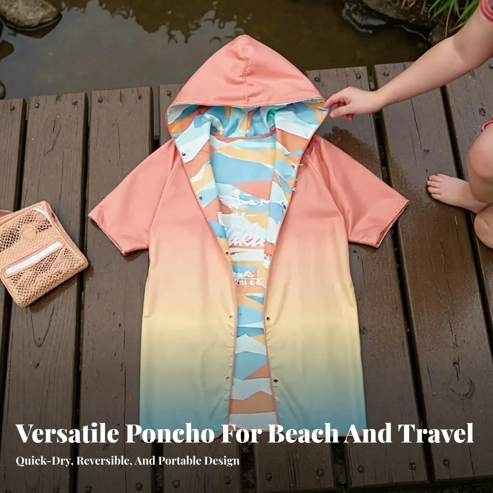

Hooded Towel Poncho, Quick-Dry Beach & Swimming Towel, Sun Protection, Portable Storage Bag