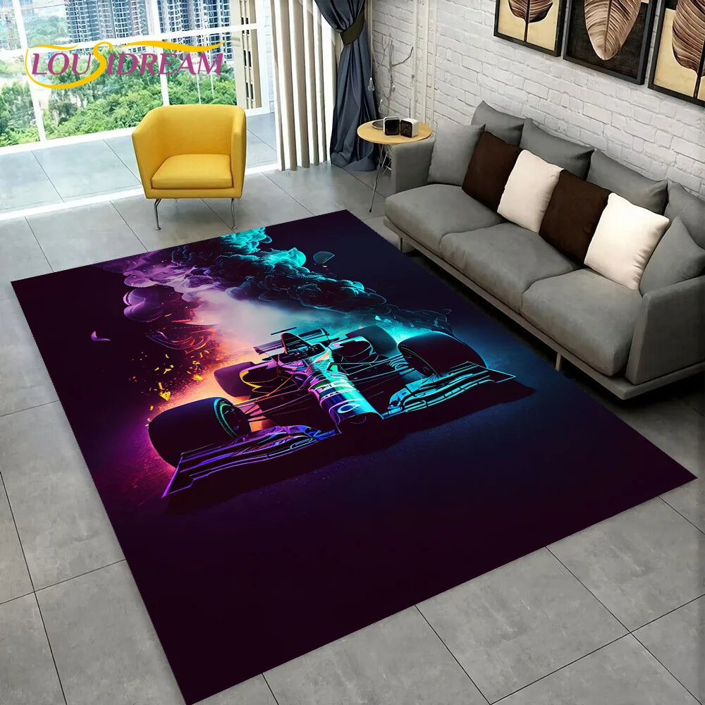 Racing Vehicle Car Racer Cartoon Carpet Rug for Home Living Room Bedroom Sofa Doormat Decor,kid Play Area Rug Non-slip Floor Mat