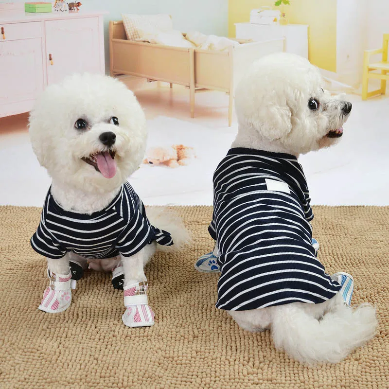 Couple Dog Clothes Puppy Chihuahua Shirts Striped Pet T Shirt Pets Clothing For Small Dogs French Bulldog Bichon Teddy Costume