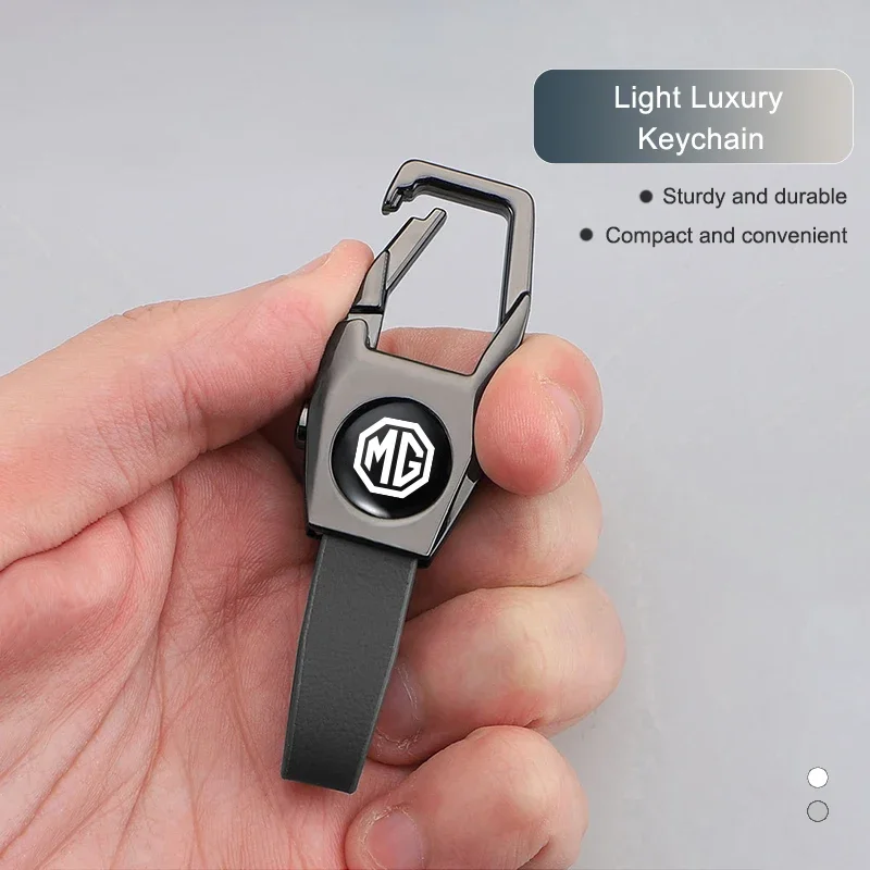 1PC Car Key Ring with MG Logo, Leather Metal Keychain for MG ZS HS MG4 EV MG5 MG6 MG7 Auto Accessories