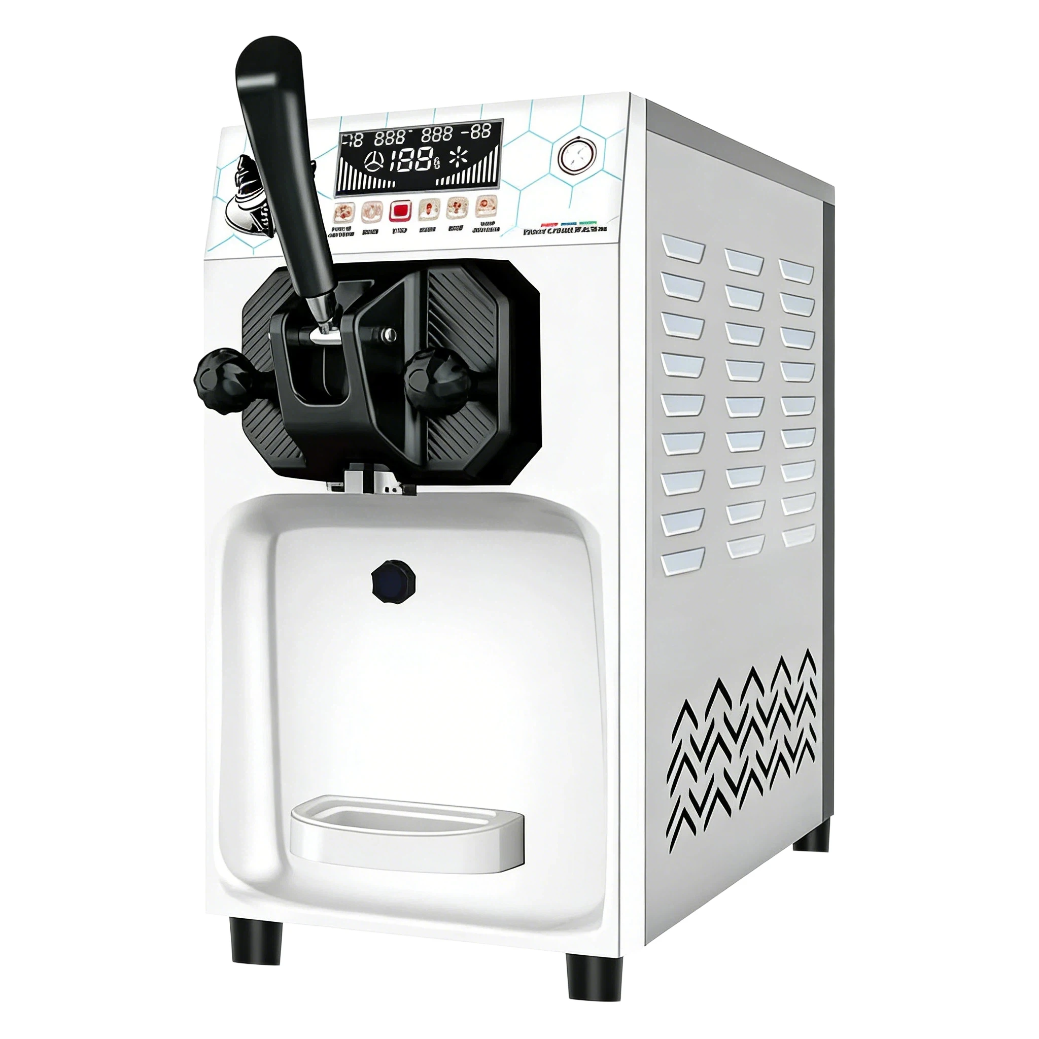 Compact Stainless Steel Ice Cream Machine for Restaurants 57cm Tall 6L Tank Pre-Cooling Auto Clean 600W