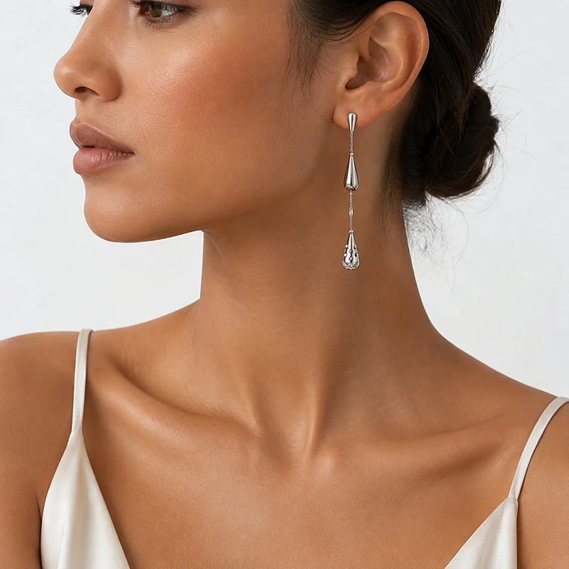 GANPUP Silver Color Waterdrop Fringe Drop Earrings For Women Sweet Fashion New Ear Dangle Jewelry Gift Party Daily серьги женс