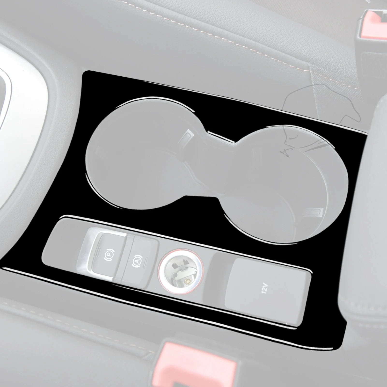 For Audi Q3 2015 2016 2017 2018 Car Accessories Black Interior Auto Center Control Cup Holder Trim Sticker ABS Decoration