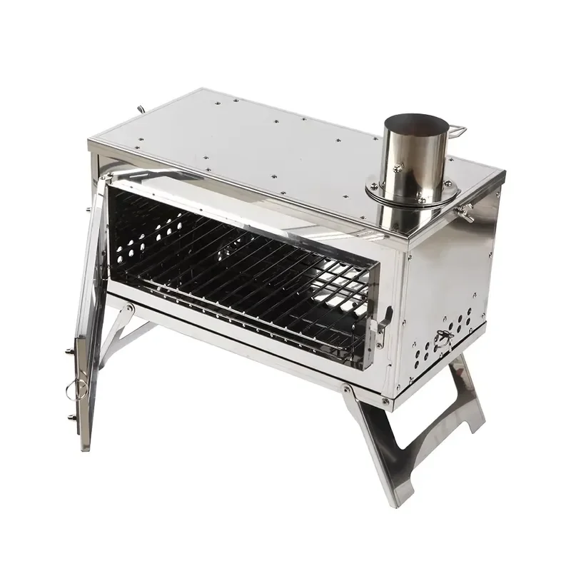 Portable Stainless Steel Wood Burning Stove Ultra Light Foldable Camping Tent Heater for Outdoor Hiking Survival Gear Ultra